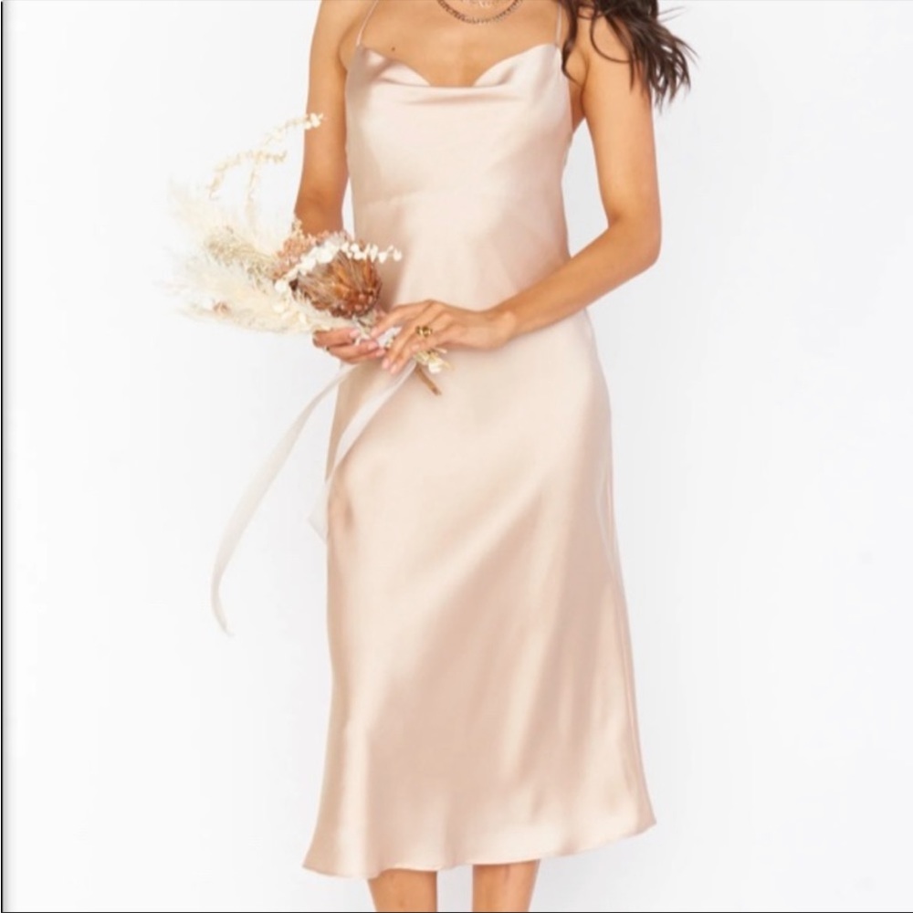 Show Me Your Mumu Champagne Cowl Neck Bridesmaids dress
